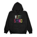 Black Nettspend hoodie with multicolored logo